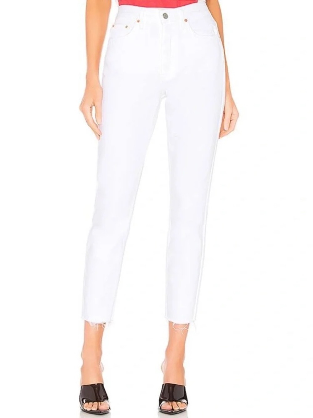 GRLFRND Denim - Karolina High-Rise Skinny Crop in White Flag